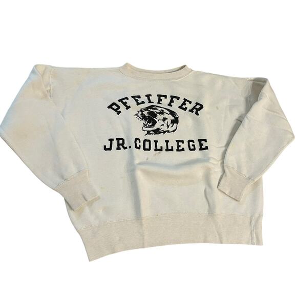 Rare 1950s Pfeiffer Jr. College Sweatshirt Wildcat Graphic / oversized XL  - - Picture 1 of 5